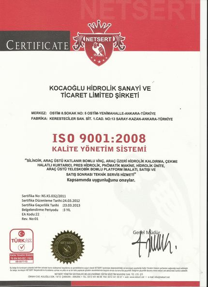 ISO kalite belgesi